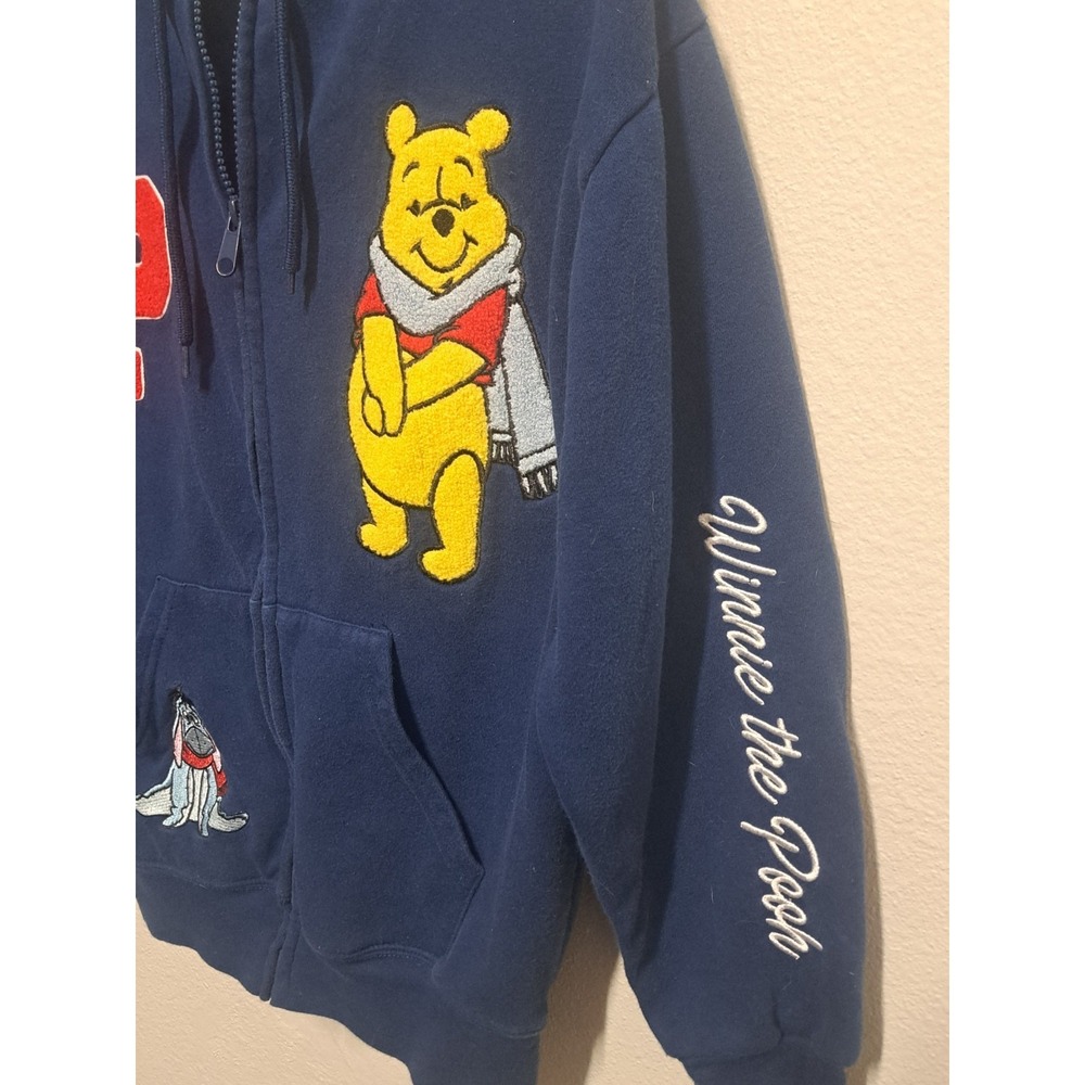 Disney Winnie The Pooh Zip Hoodie Navy Embroidered Pooh Piglet Eeyore XS - Picture 3 of 6